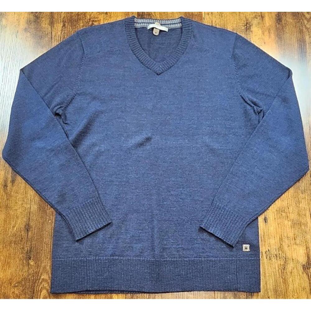 Smartwool‎ Sweater Men's M Blue V Neck Wool Blend Pullover